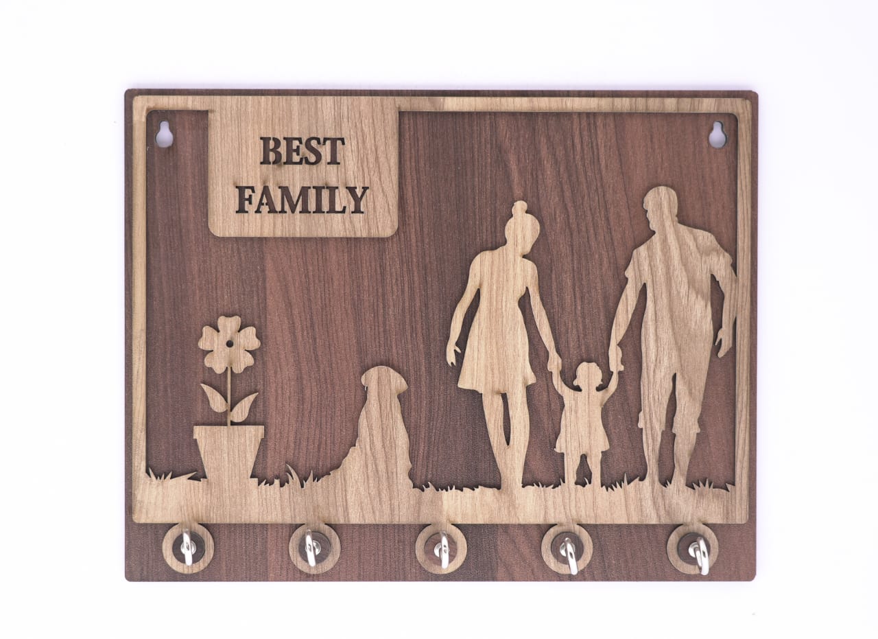Stylish Wooden Family Keyholder for Entrance Decor