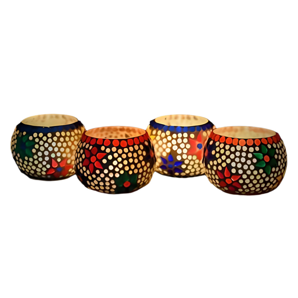 Mosaic Glass Tea Light Holders Set of 4