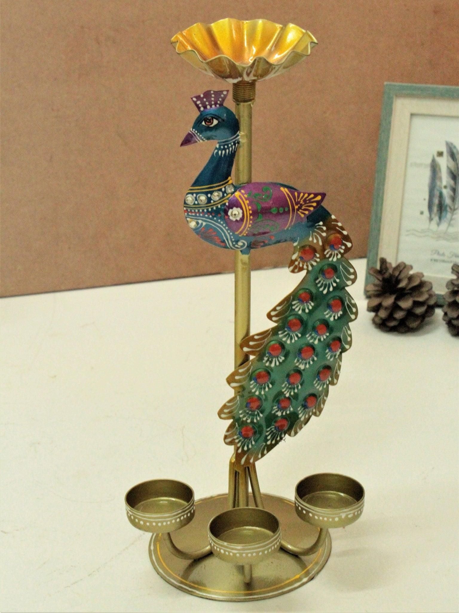 Elegant Peacock Tealight Holder for Festive Decor