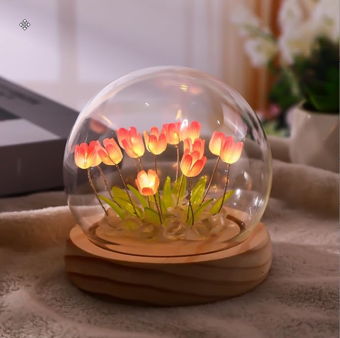 Pink Tulip LED Night Light with Ten Flowers