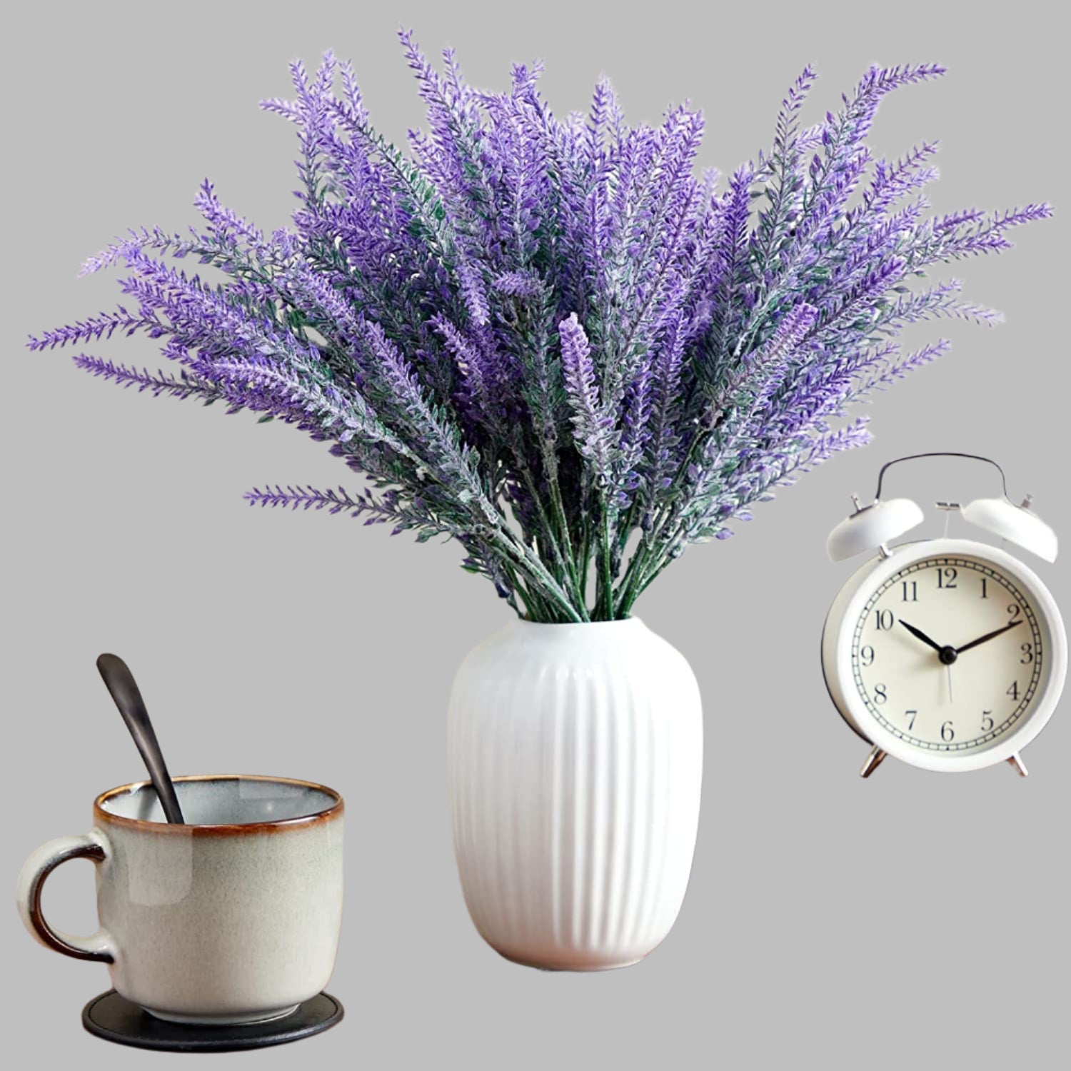 Set of Four Artificial Lavender Plants for Decor