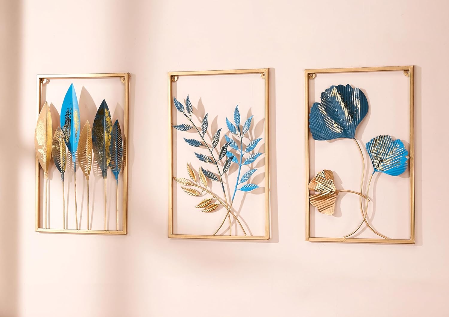 Solimo Metal Leaf Wall Hanging Decor Set Three