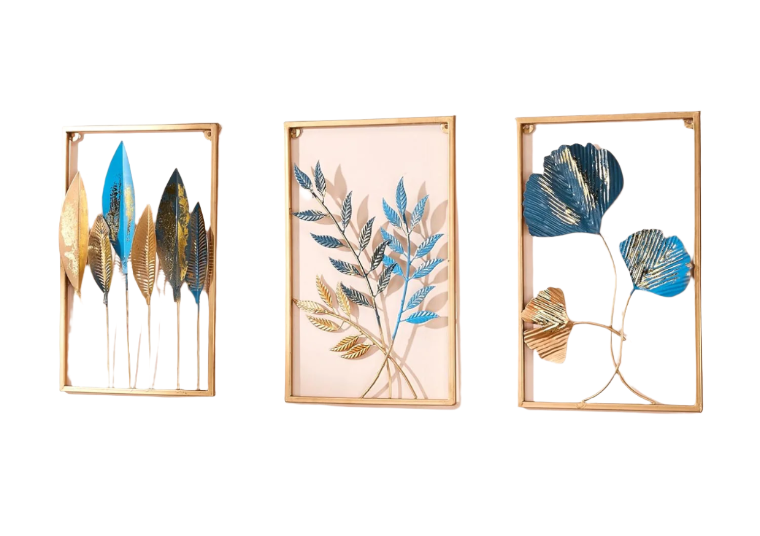Solimo Metal Leaf Wall Hanging Decor Set Three