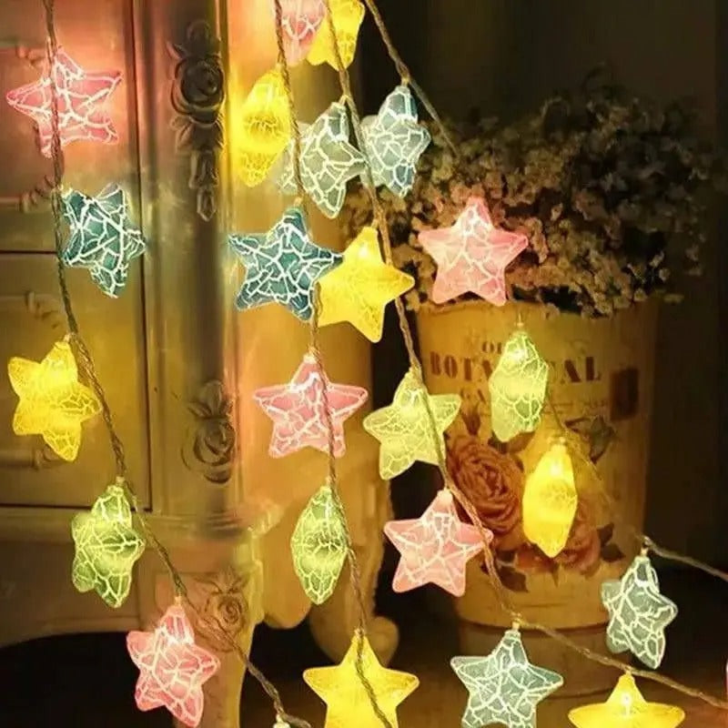 Multicolor Crack Star LED String Lights Decor