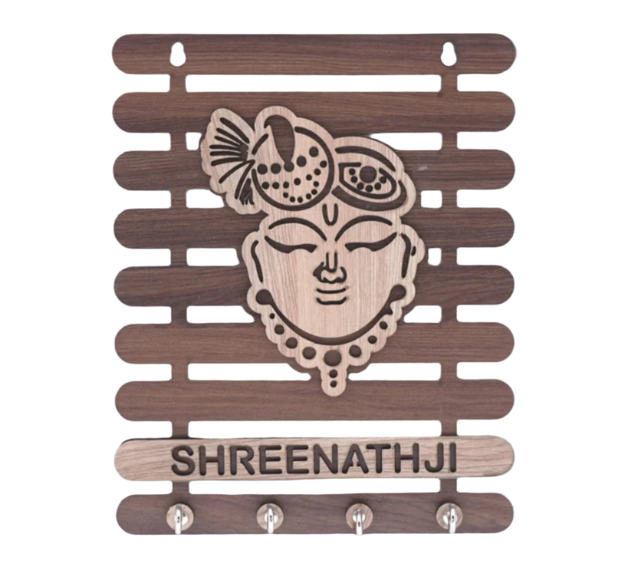 ShreenathJi Spiritual Wooden Keyholder Decor
