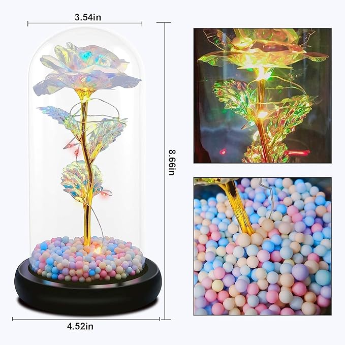 Artificial Tulips in Crystal Box with LED Rose