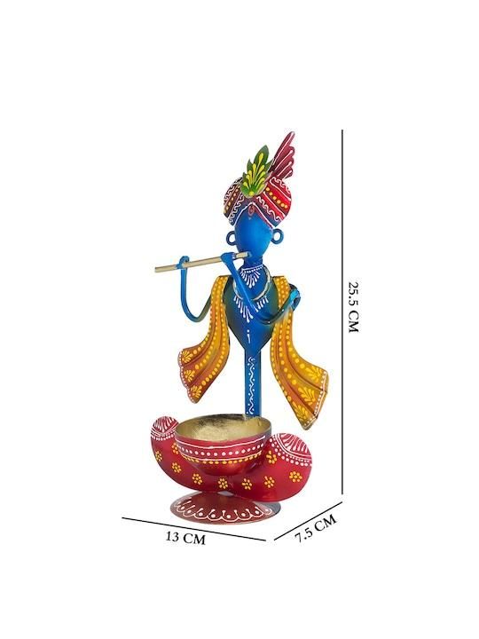 Vibrant Blue and Red Krishna Idol Statue