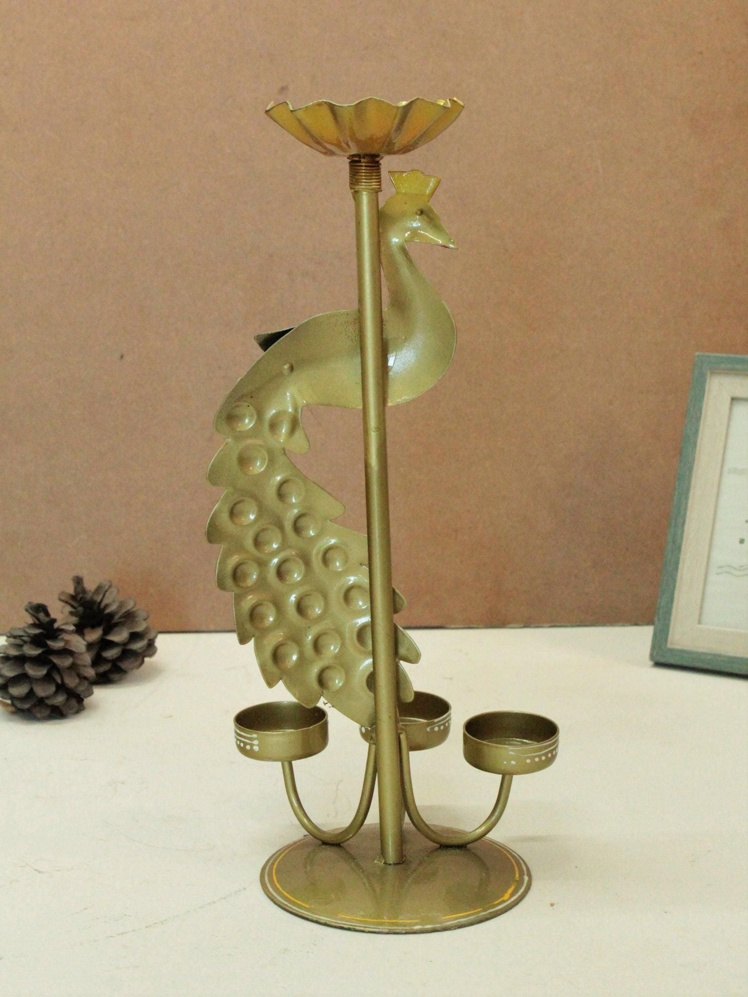 Elegant Peacock Tealight Holder for Festive Decor