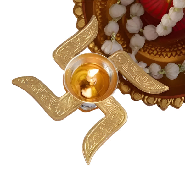 Brass Swastik Diya Lamp for Festive Gifting