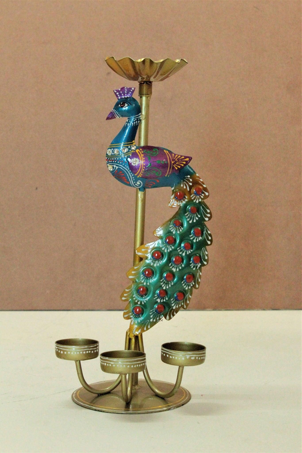 Elegant Peacock Tealight Holder for Festive Decor