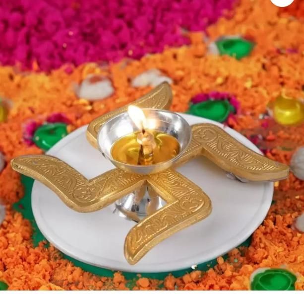 Brass Swastik Diya Lamp for Festive Gifting
