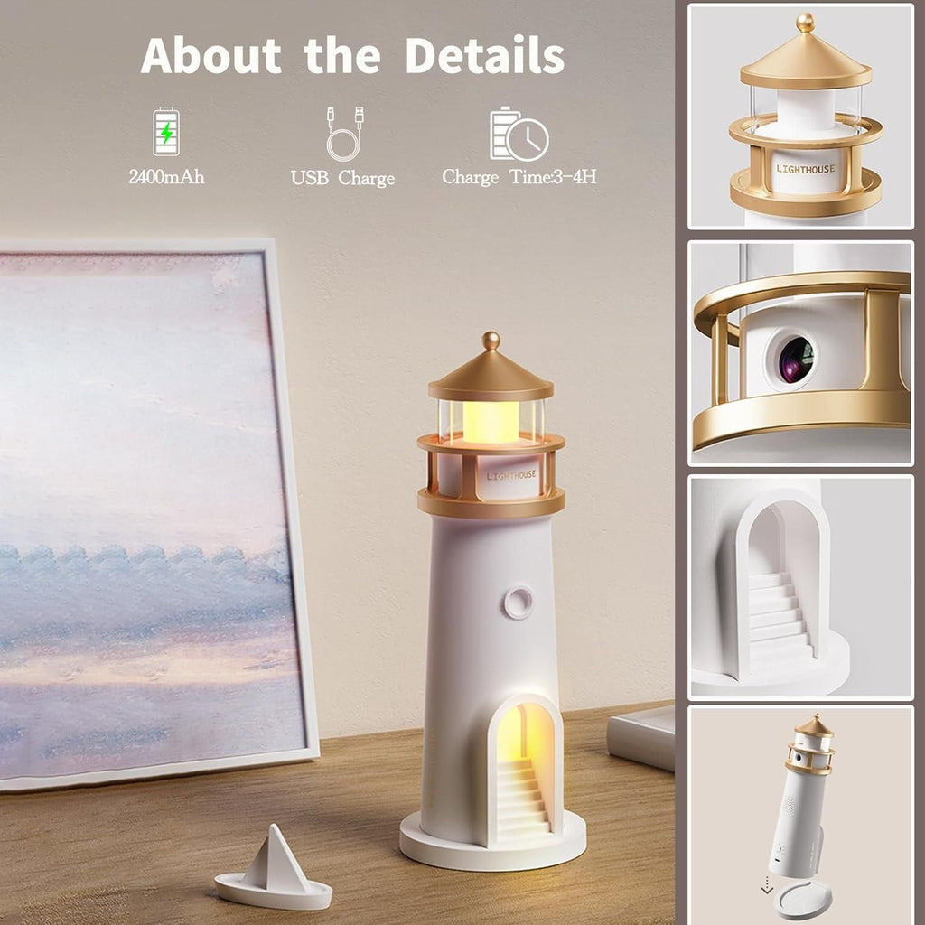 Moon Projection Lighthouse Night Light Lamp