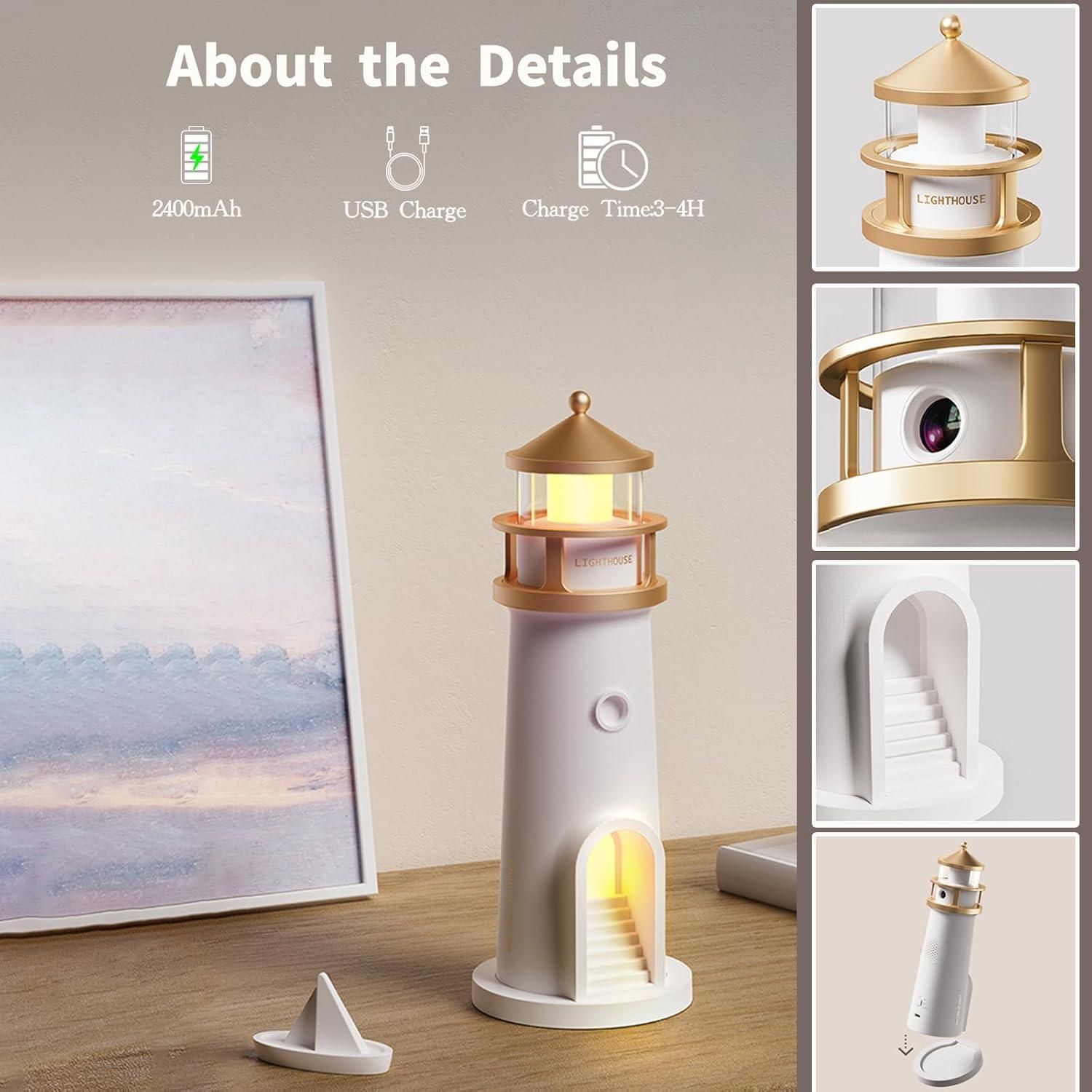 Moon Projection Lighthouse Night Light Lamp