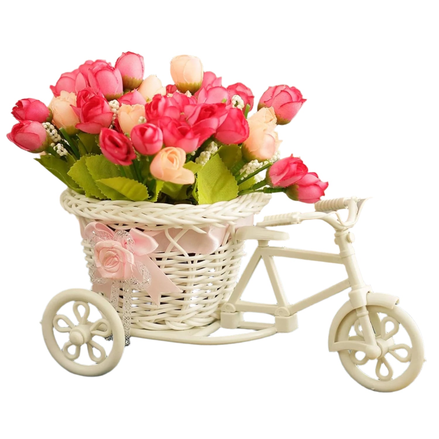Cycle Shape Flower Vase with Peonies Bunches