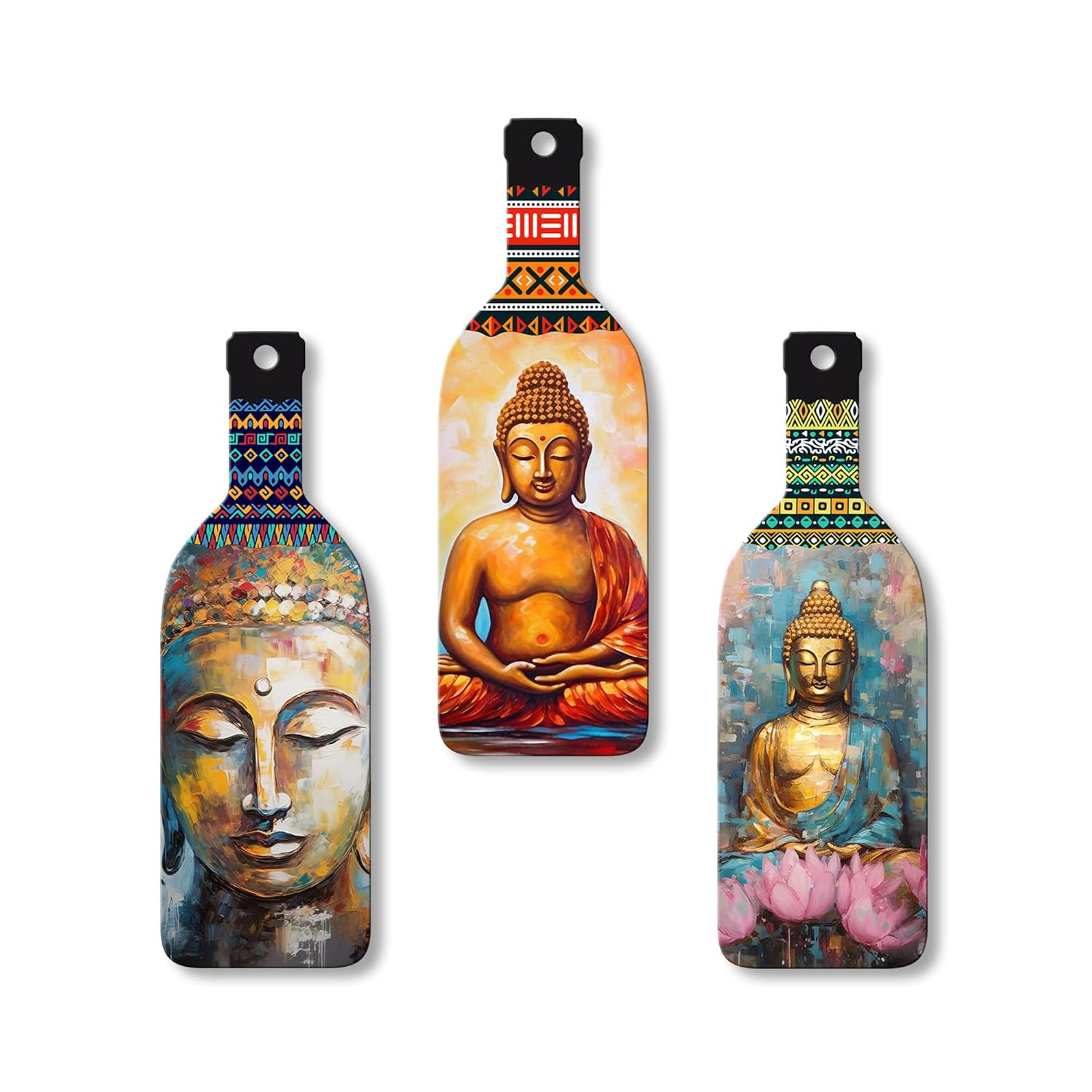 Set of Three Meditating Buddha Wall Hangings