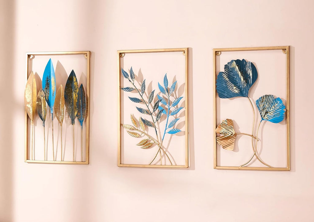 Solimo Metal Leaf Wall Hanging Decor Set Three